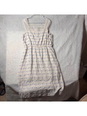 Old Navy Women’s XL ivory & Blue Sleeveless Crochet linen blend Midi Dress